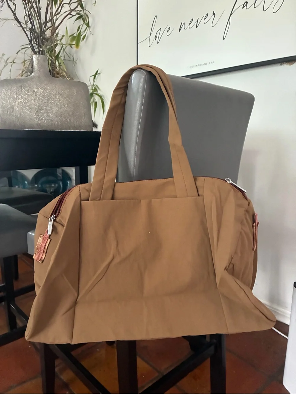 ALO Yoga Brown Men’s Duffel Bag with Black Logo